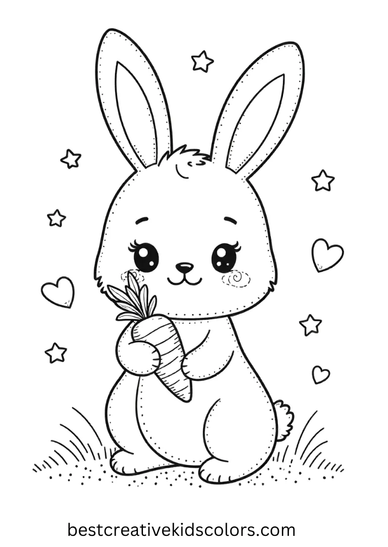 kawaii bunny coloring page