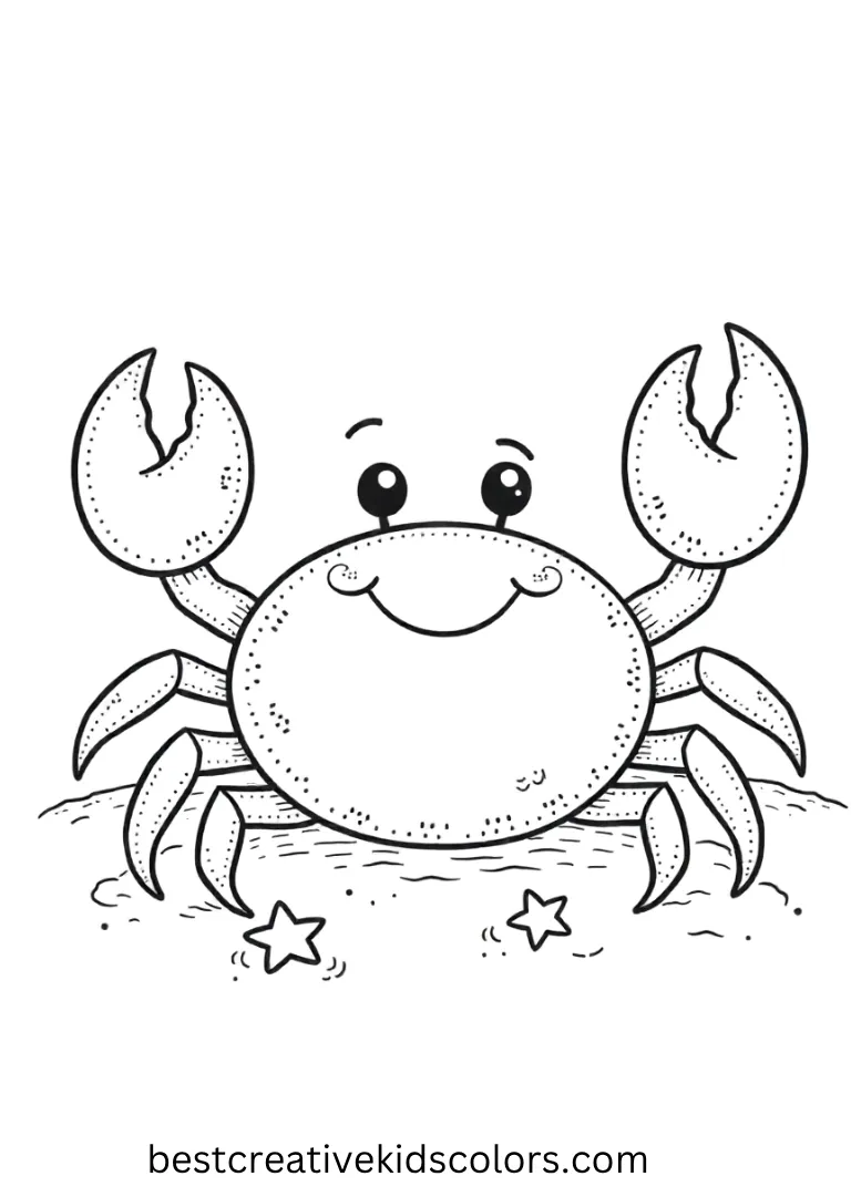 kawaii crab coloring page
