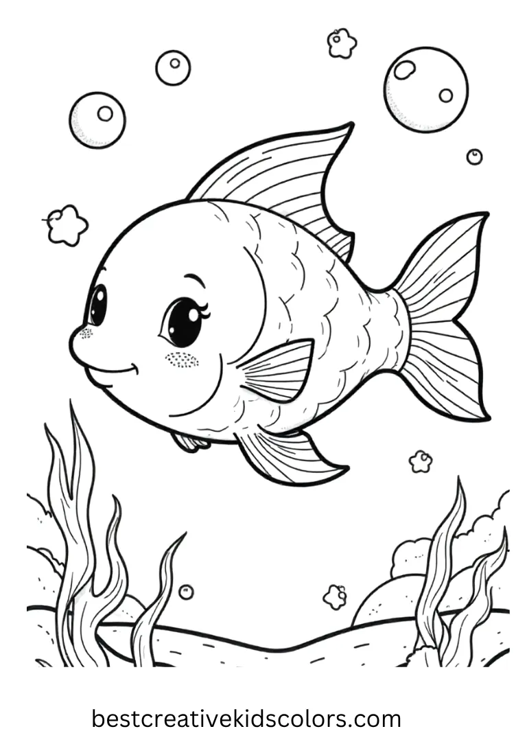 kawaii fish printable coloring page