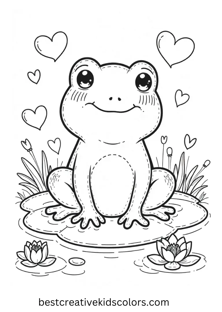 kawaii frog coloring sheet