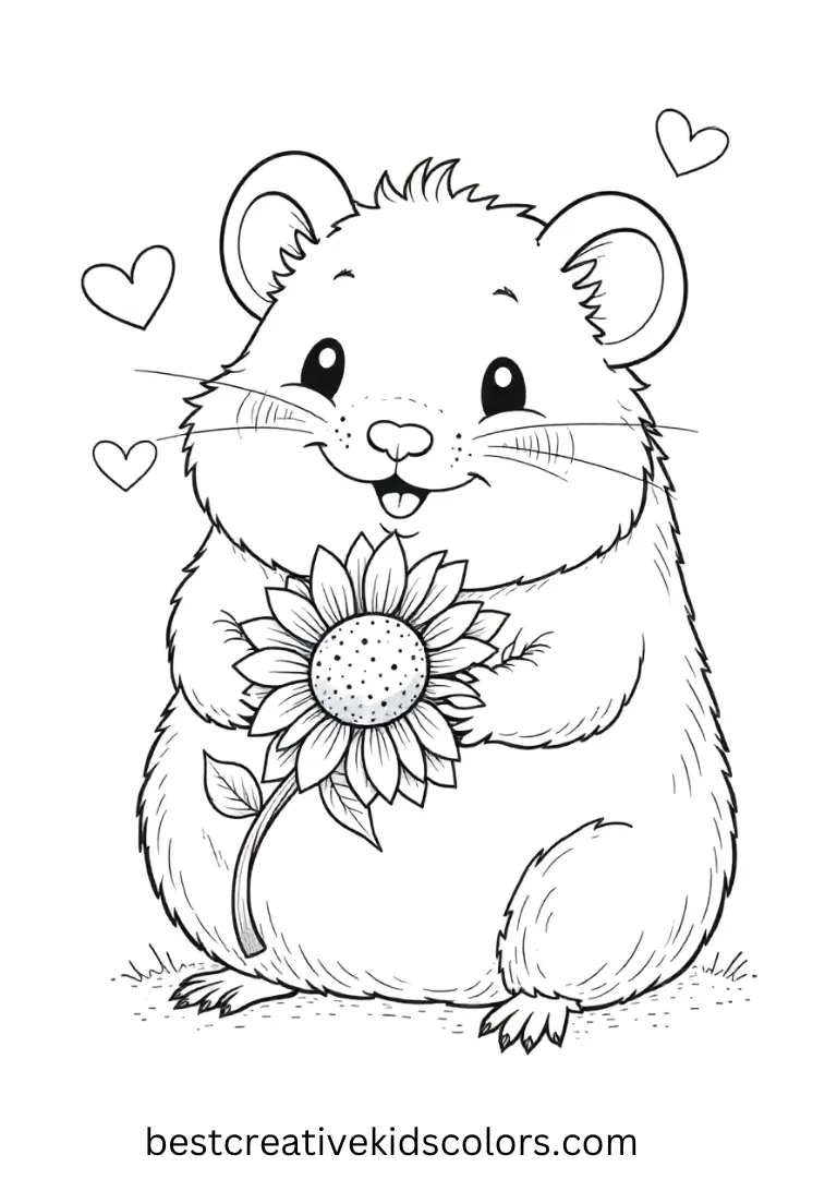 kawaii hamster coloring page