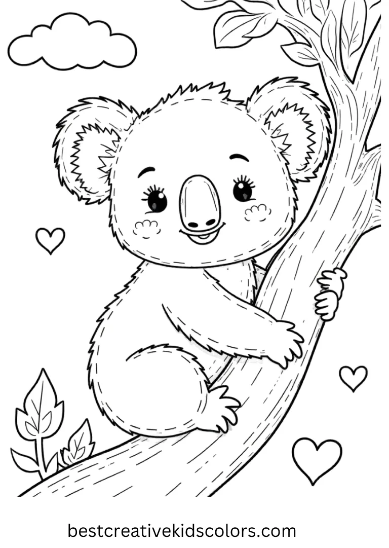 kawaii koala printable coloring page