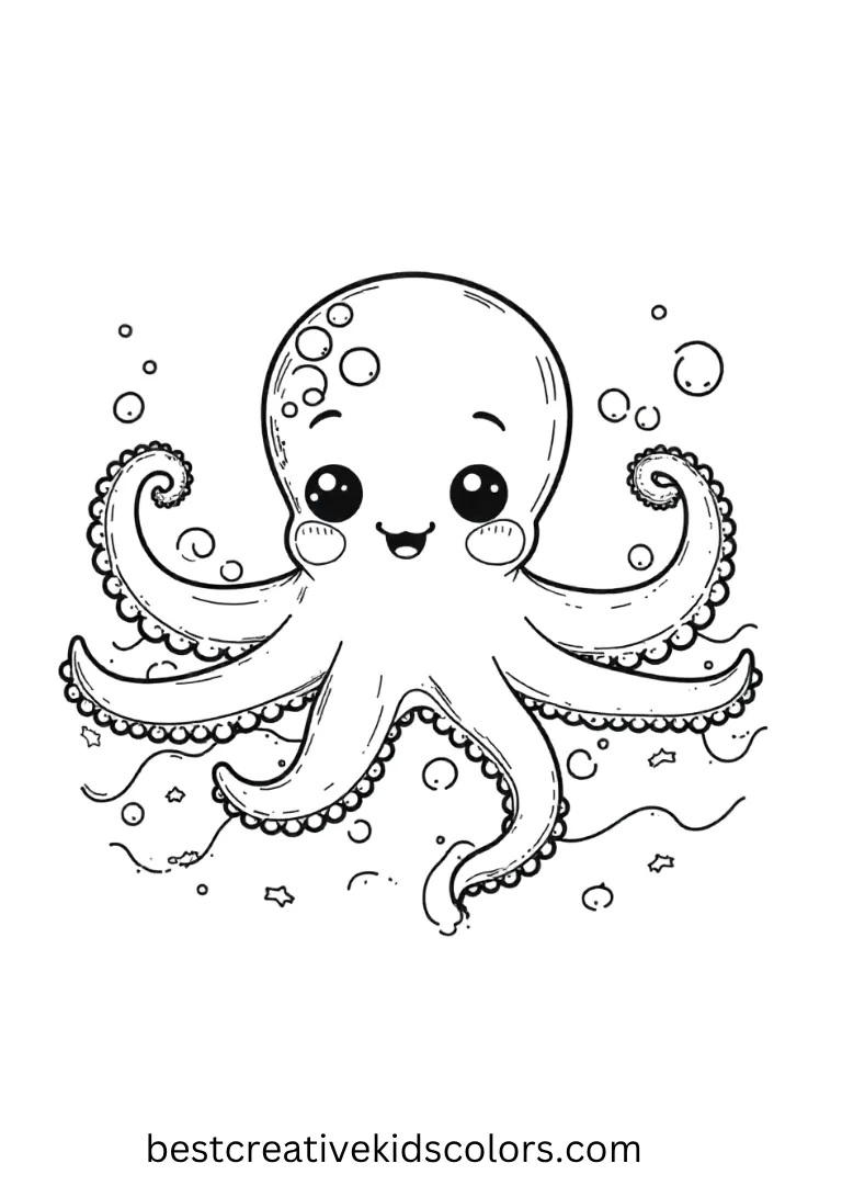 kawaii octopus coloring sheet