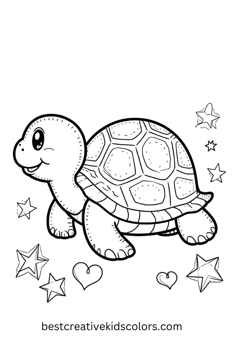 kawaii turtle coloring sheet