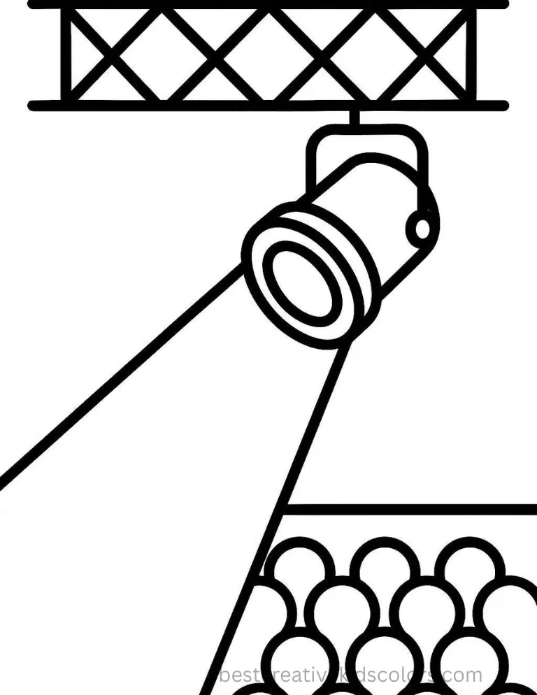 kpop coloring pages displays a bright stage light smoothly illuminating the dark arena.