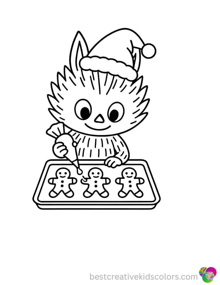 The focused Labubu within labubu christmas drawing gracefully frost a batch of sweet gingerbread man cookies.