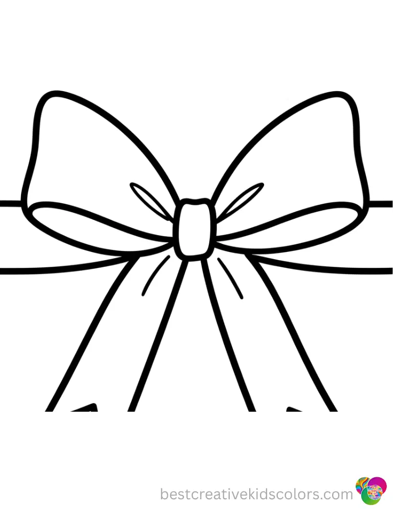 A thick velvet ribbon ties itself into a bow in printable happy birthday coloring pages.