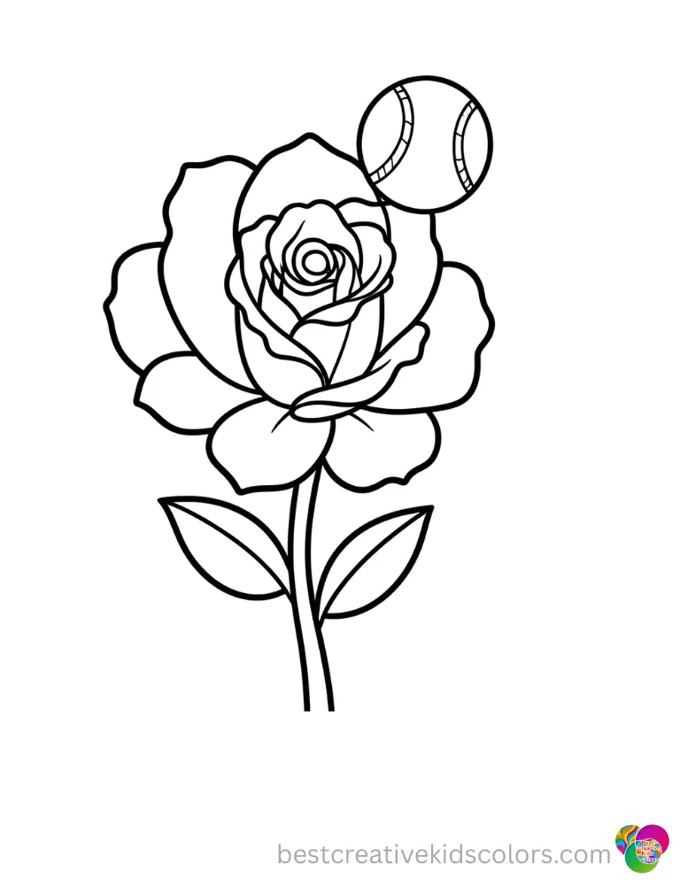 A joyful flower in rose coloring sheets successfully catches a falling baseball.