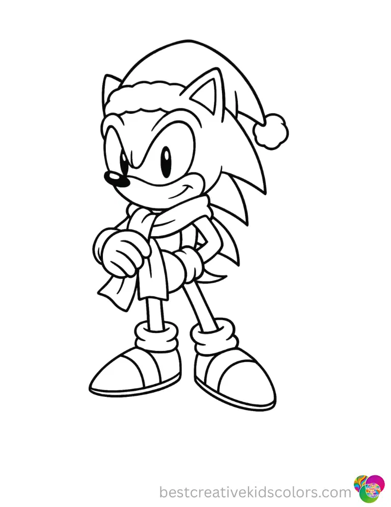 Sonic swiftly wraps a warm wool scarf neatly within sonic christmas colouring pages.
